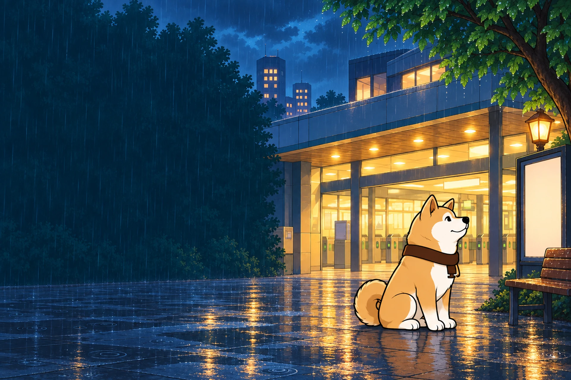 The same station during summer rain